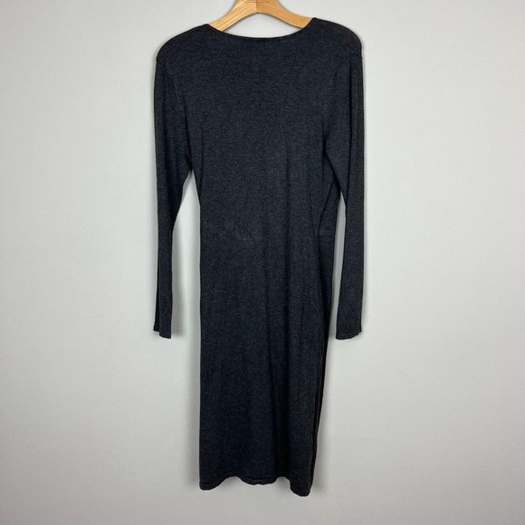 Calvin Klein Dress Womens Medium Gray Sheath Faux Wrap V-Neck‎ Knit Long Sleeve - Picture 6 of 11